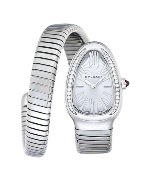 Bvlgari Serpenti Quartz Silver Dial Steel Bracelet Ladies Watch