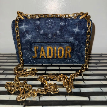 Pre-owned Christian Dior J’Adior Denim Mini Chain Flap Crossbody Bag (2019)