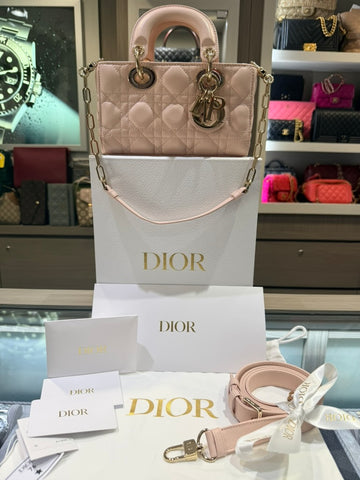 Unworn Christian Dior Mini Lady D-Joy in Powder Pink Cannage Lambskin