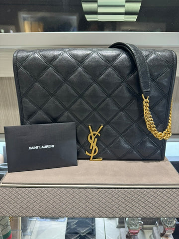 Pre-owned Saint Laurent Becky Medium Quilted Black Calfskin