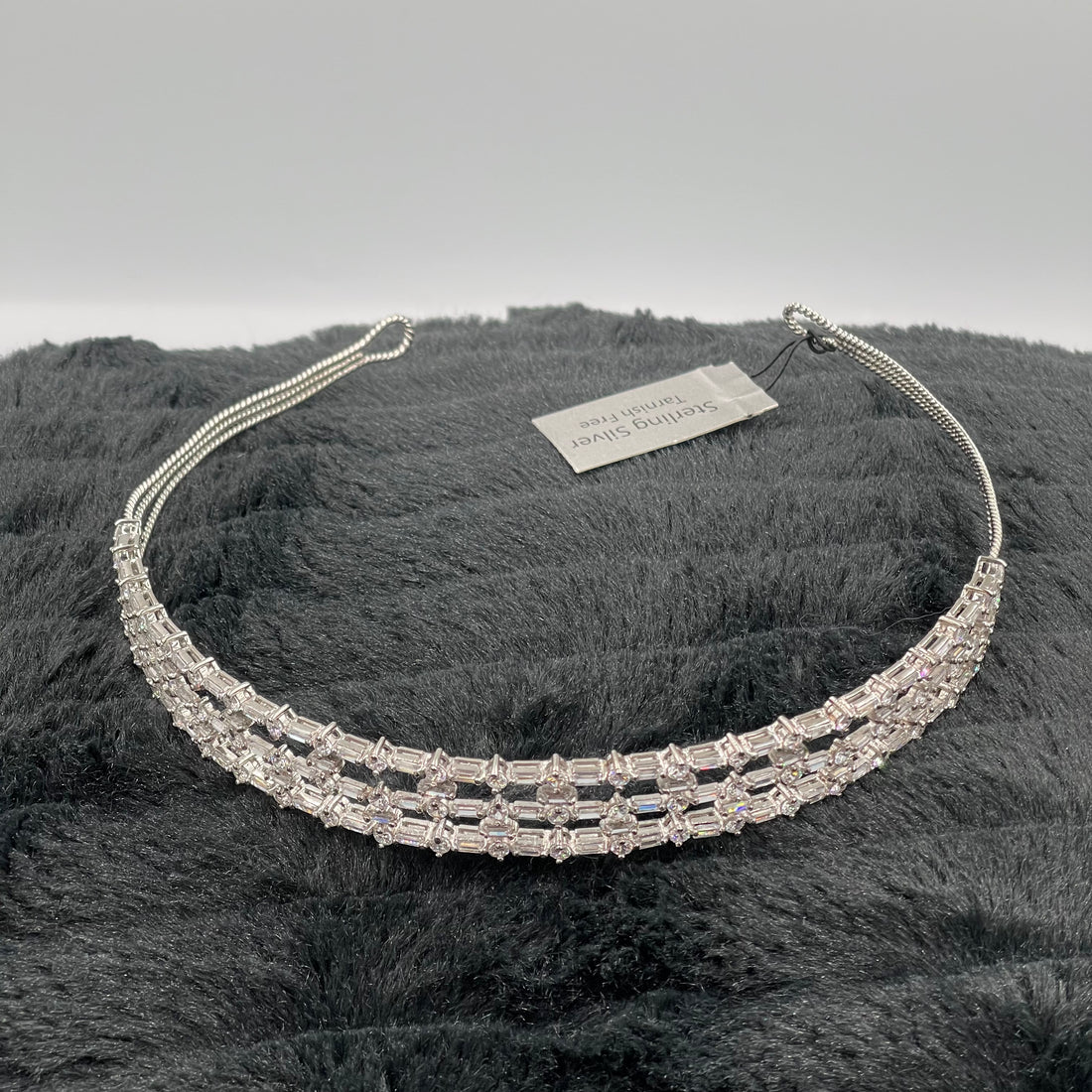 Sterling Silver CZ Tiara Headband | Cubic Zirconia | 35.3 grams (22.7 DWT)