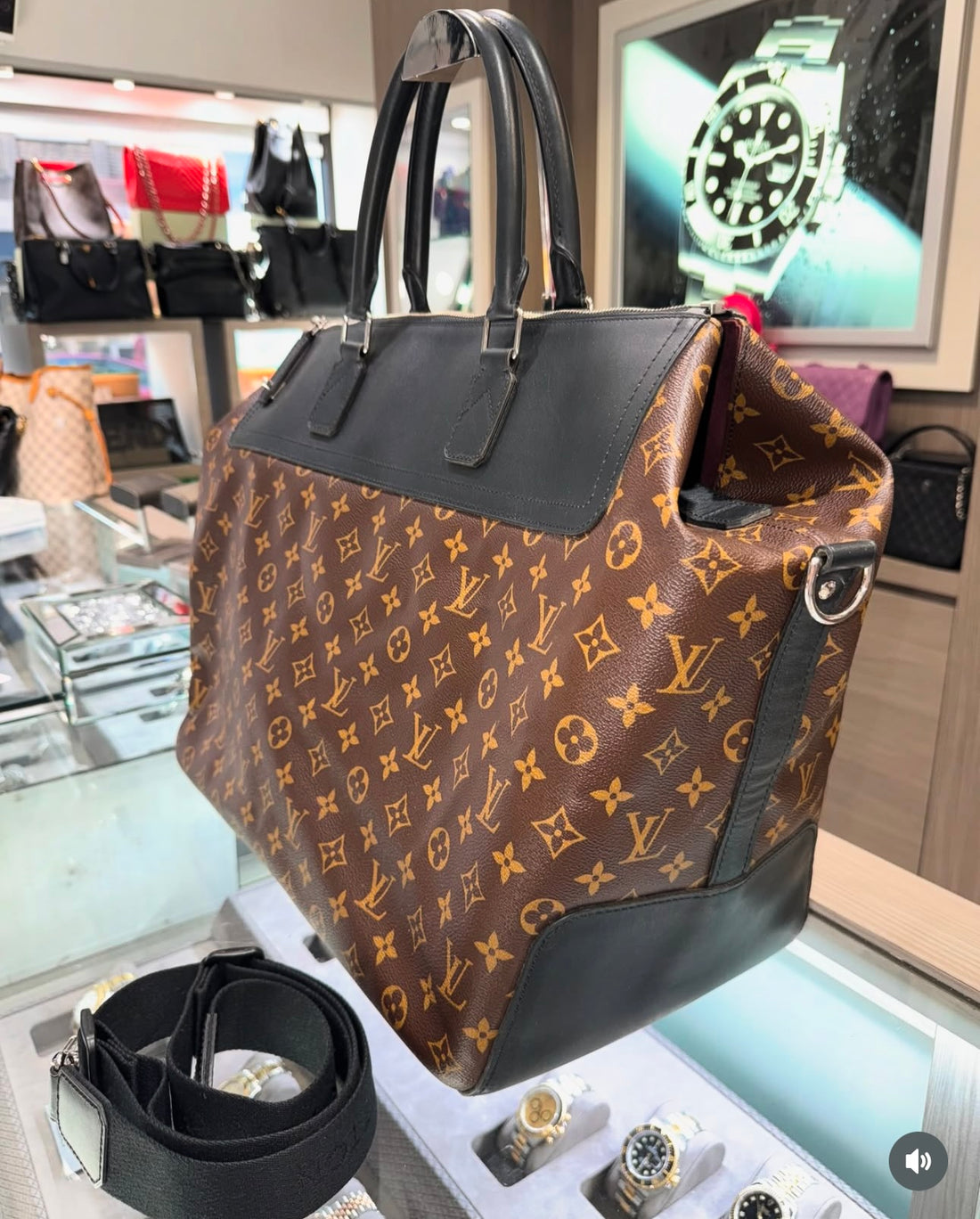 Pre-owned Louis Vuitton Neo Greenwich Tote with strap Monogram Macassar AA0131 (2011)