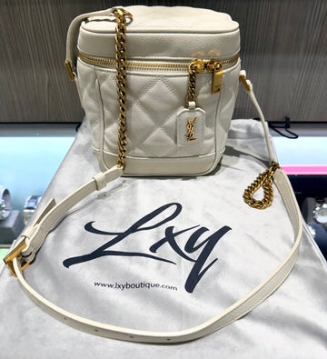 Pre-owned Saint Laurent 80's Vanity Shoulder Bag Blanc Vintage Quilted Calfskin (2020 Collection)