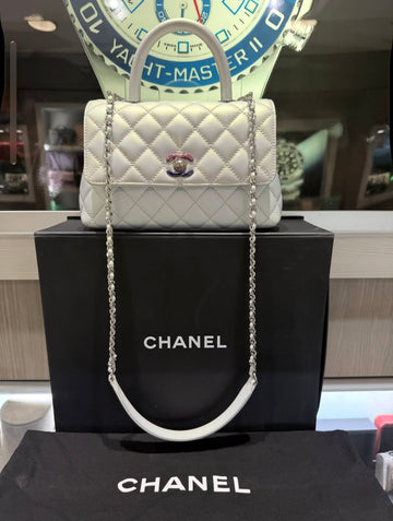 Pre-owned Chanel Mini Coco Handle Iridescent Caviar with Rainbow Hardware