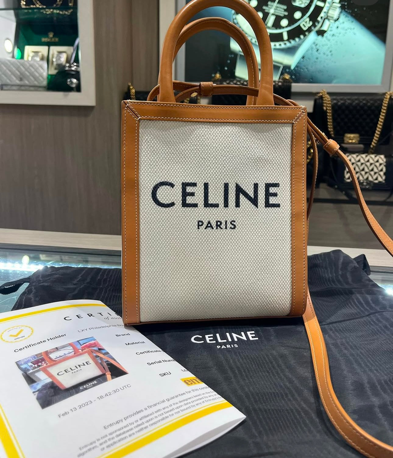 Pre-owned Celine Mini Vertical Cabas Canvas