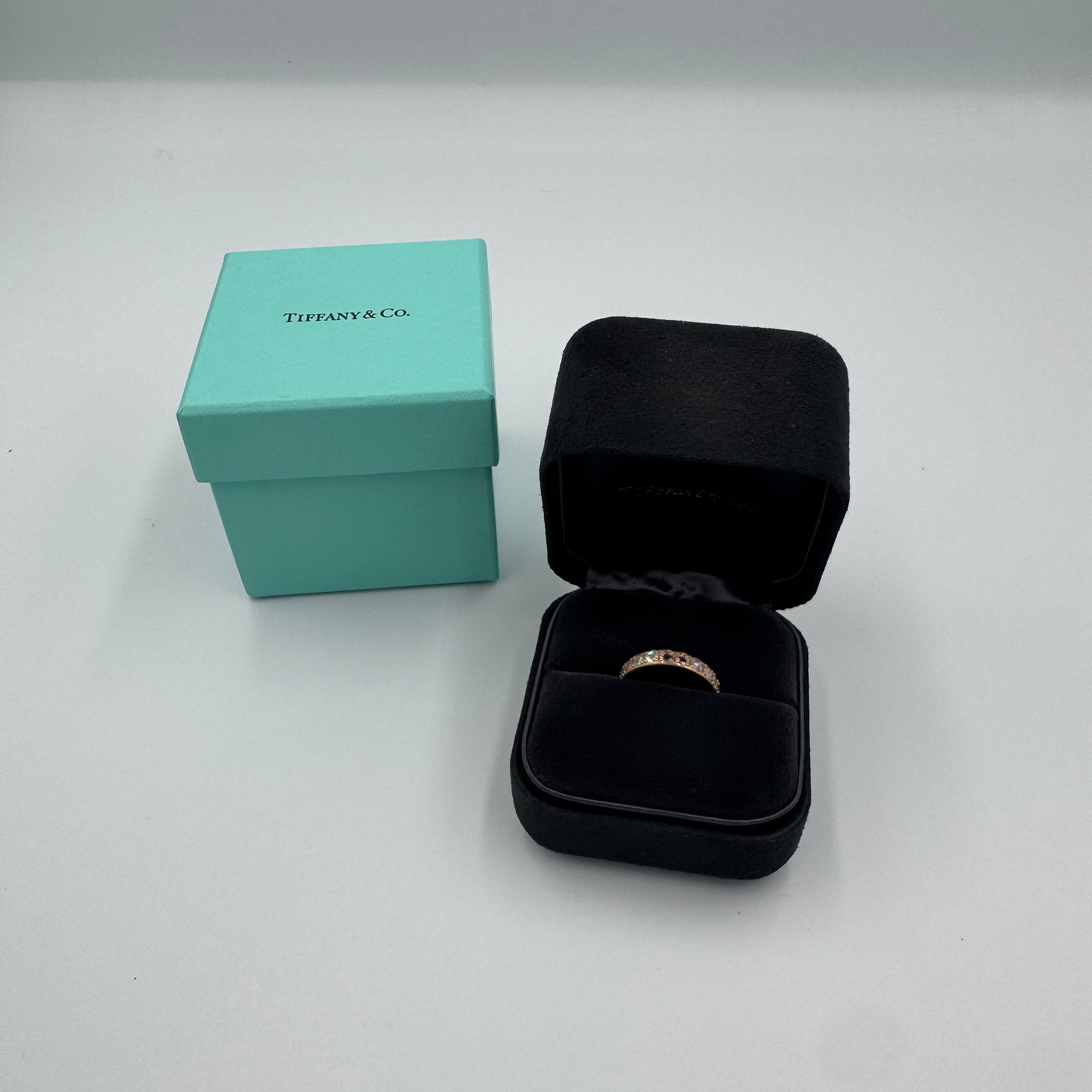 Pre-owned Tiffany rose gold diamond rose cut metro ring