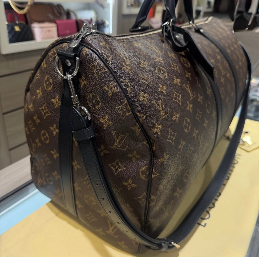 Pre-owned Louis Vuitton Keepall 55 Bandouliere Monogram Macassar (2015)