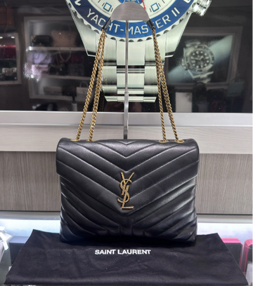 Pre-owned YSL Saint Laurent Medium Loulou Black Lambskin GHW (2020)