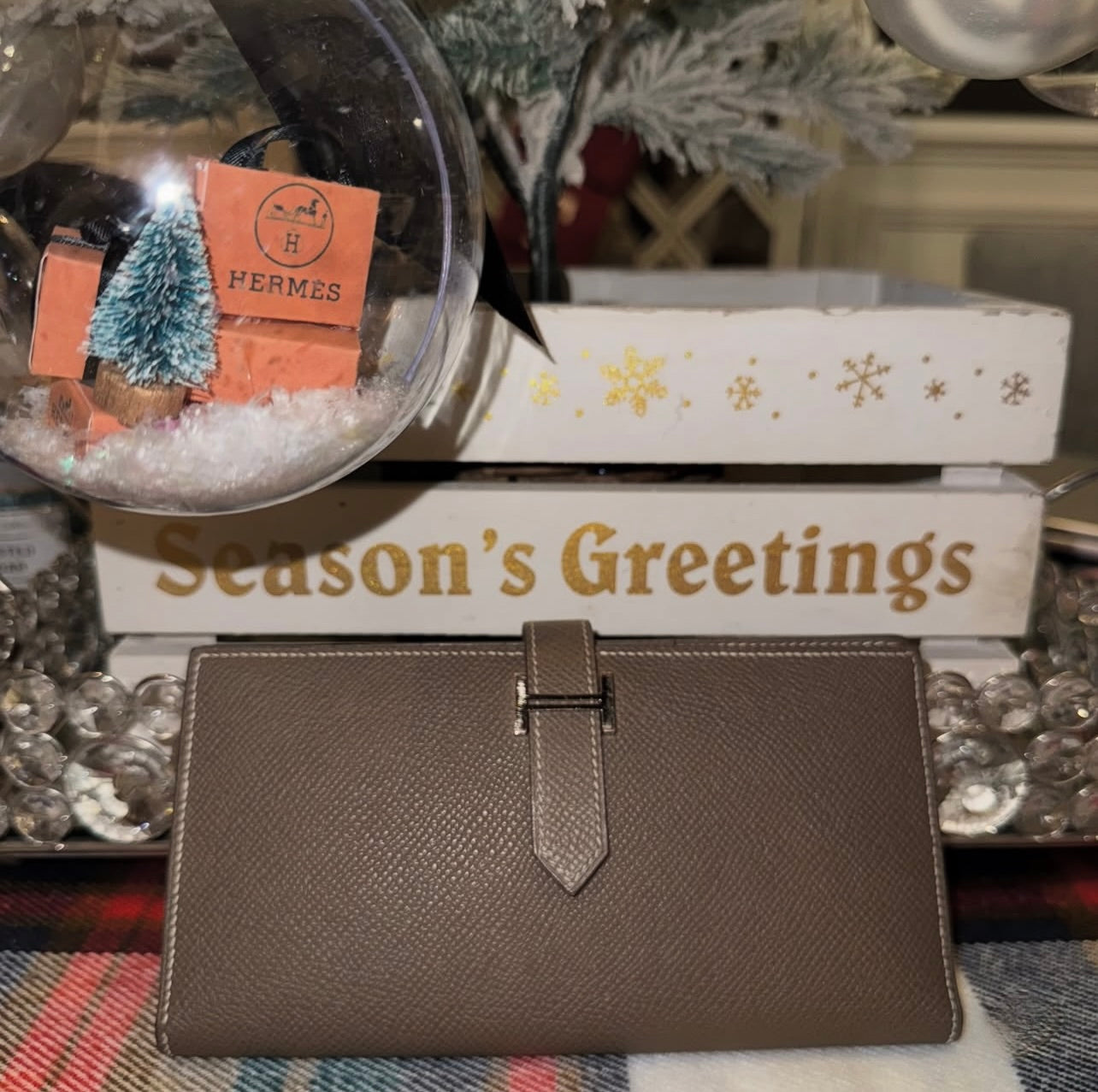 Pre-owned Hermes Bearn Wallet in Etoupe Epsom Calfskin (2012)