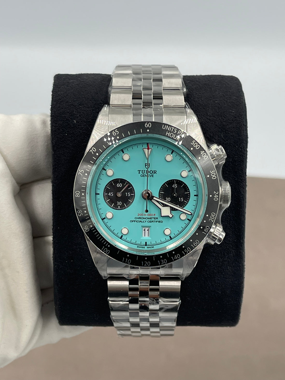 Unworn Tudor Black Bay Chrono Turquoise "Flamingo Blue" Complete Set 79360N (2025)