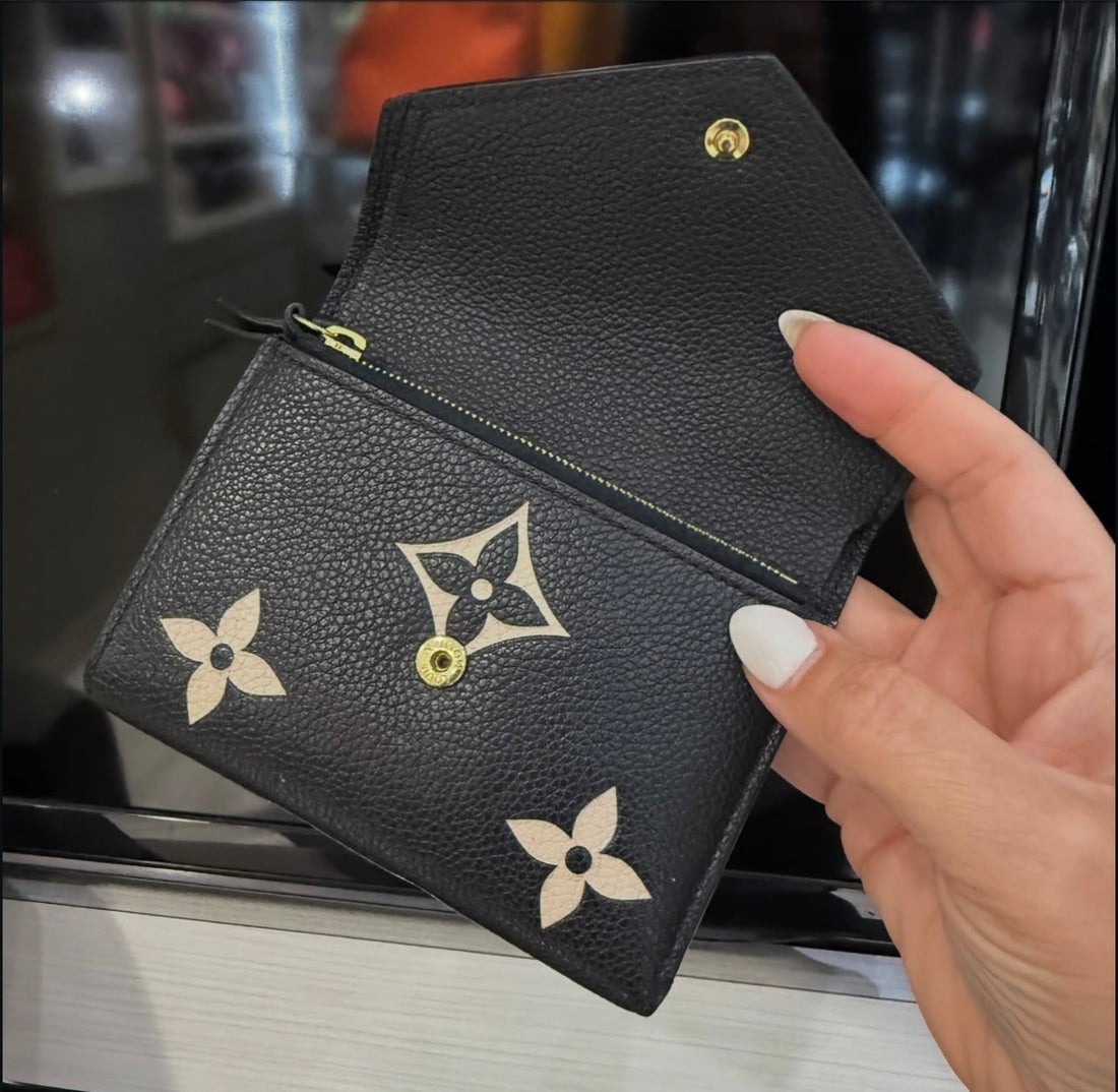 Pre-Owned Louis Vuitton Empreinte Monogram Giant Victorine Wallet – Black & Beige
