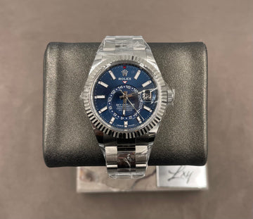 Unworn Rolex Men's Sky-Dweller 42mm ref.336934 Blue Dial Fluted Bezel on Oyster w/Box & Card