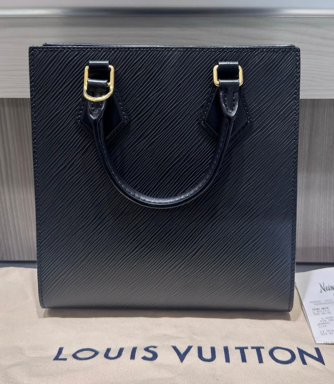 Pre-owned Louis Vuitton Sac Plat BB Black Epi Leather Tote