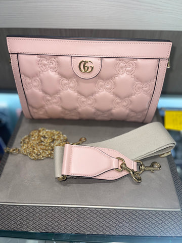 Pre-owned Gucci Quilted New Pink Bag chain and canvas strap