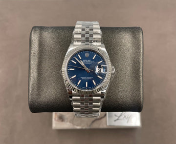 Unworn Rolex Men's Datejust 41mm ref.126234 Blue Index Dial Fluted Bezel on Jubilee w/ Box & Card
