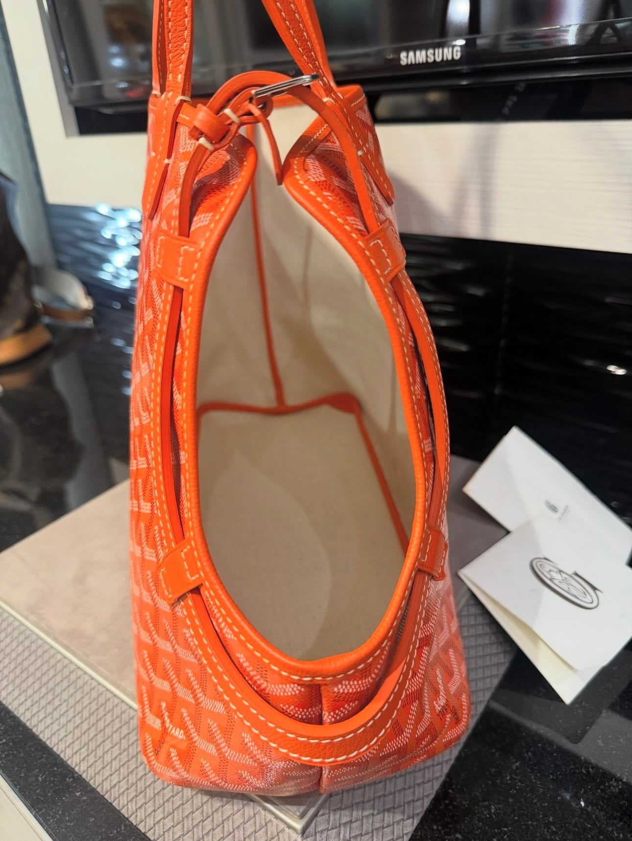 Pre-owned Goyard Chien Gris bag in Orange Goyardine