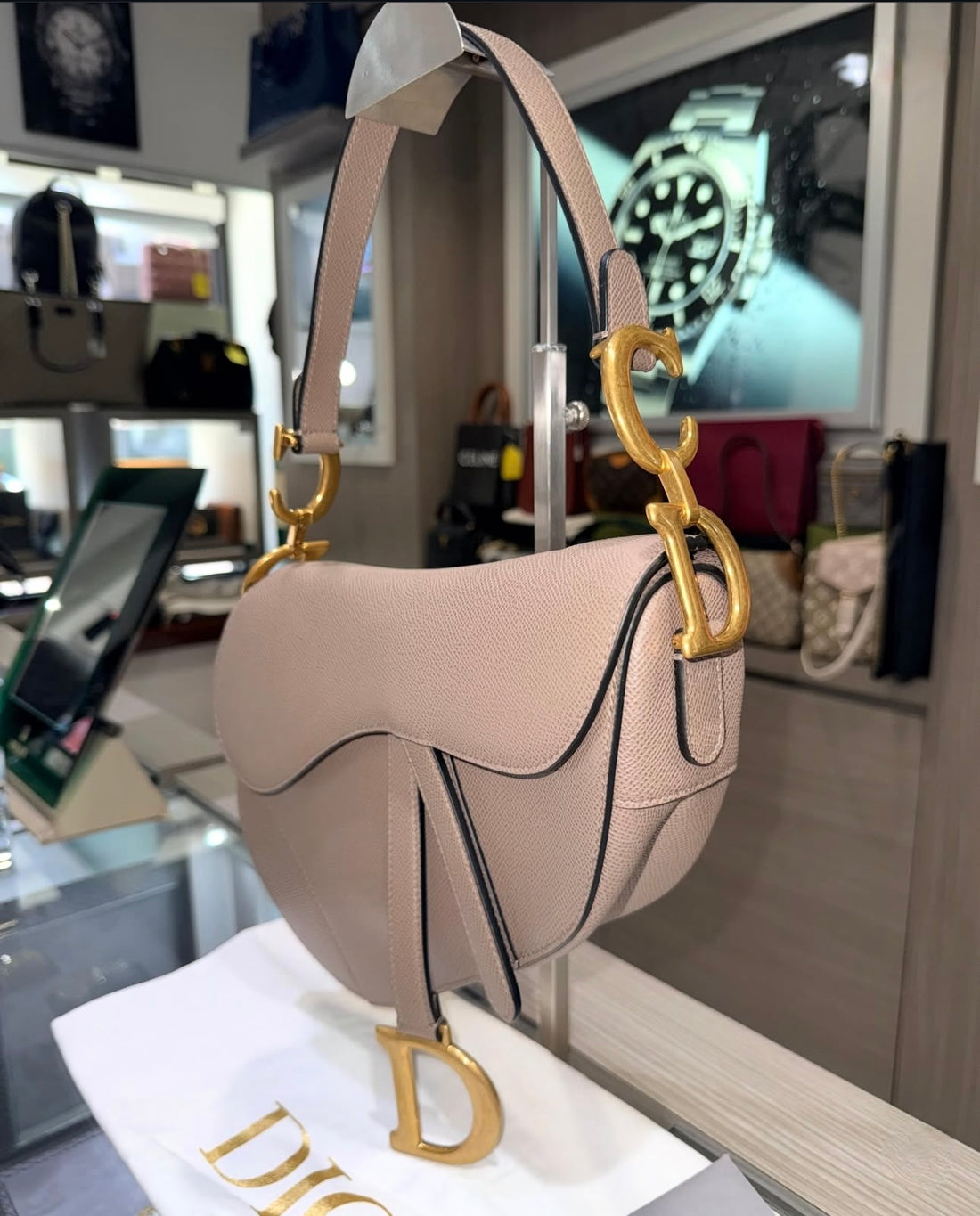 Pre-owned Christian Dior Taupe Saddle Bag (2023)