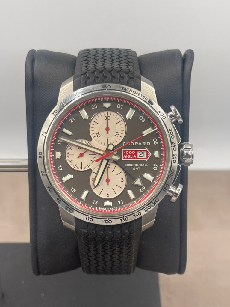 Pre-owned Chopard Mille Miglia GMT Chronograph 44mm Automatic Steel Grey Dial Ref. 168555 LE #1819/2013