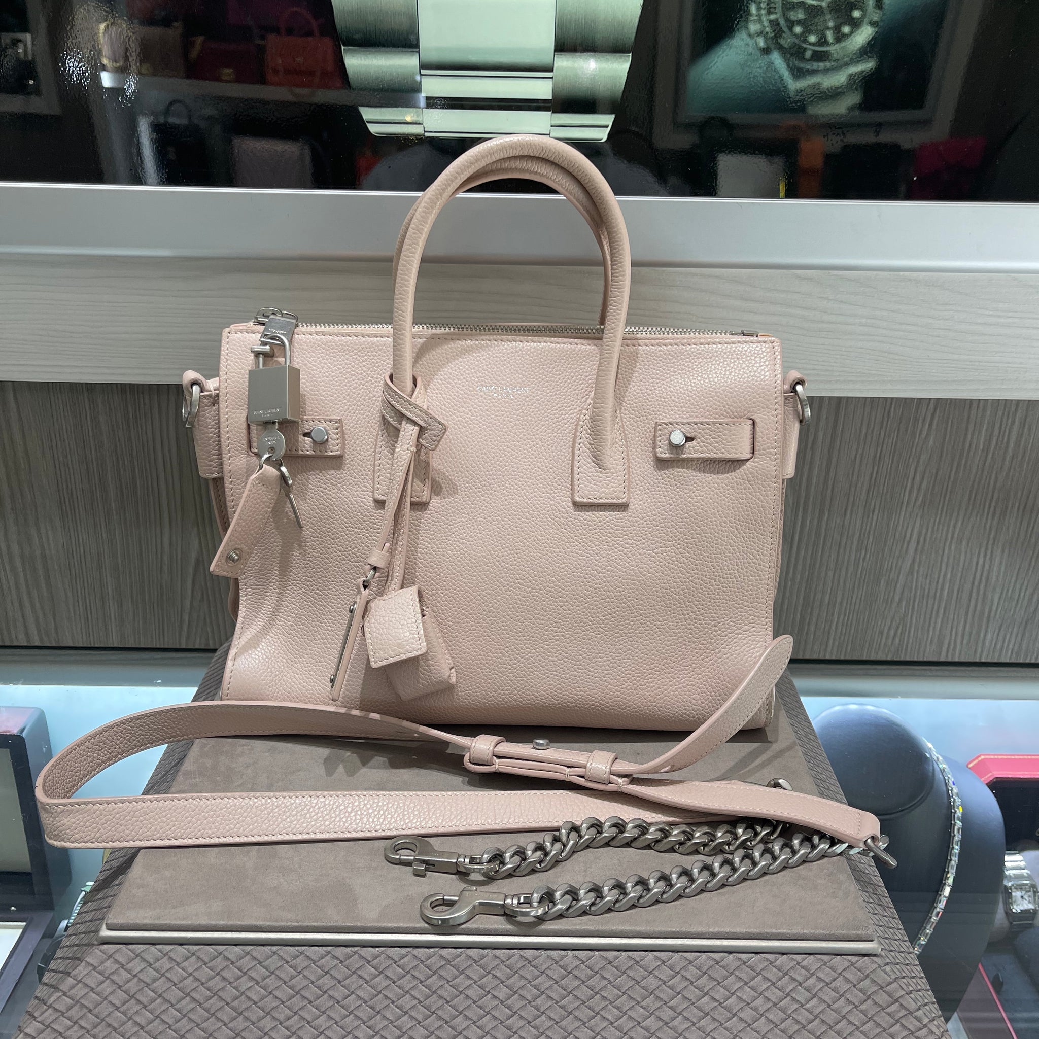 Pre-owned Saint Laurent Classic Sac De Jour Small Grained Leather – Blush Pink (2018)
