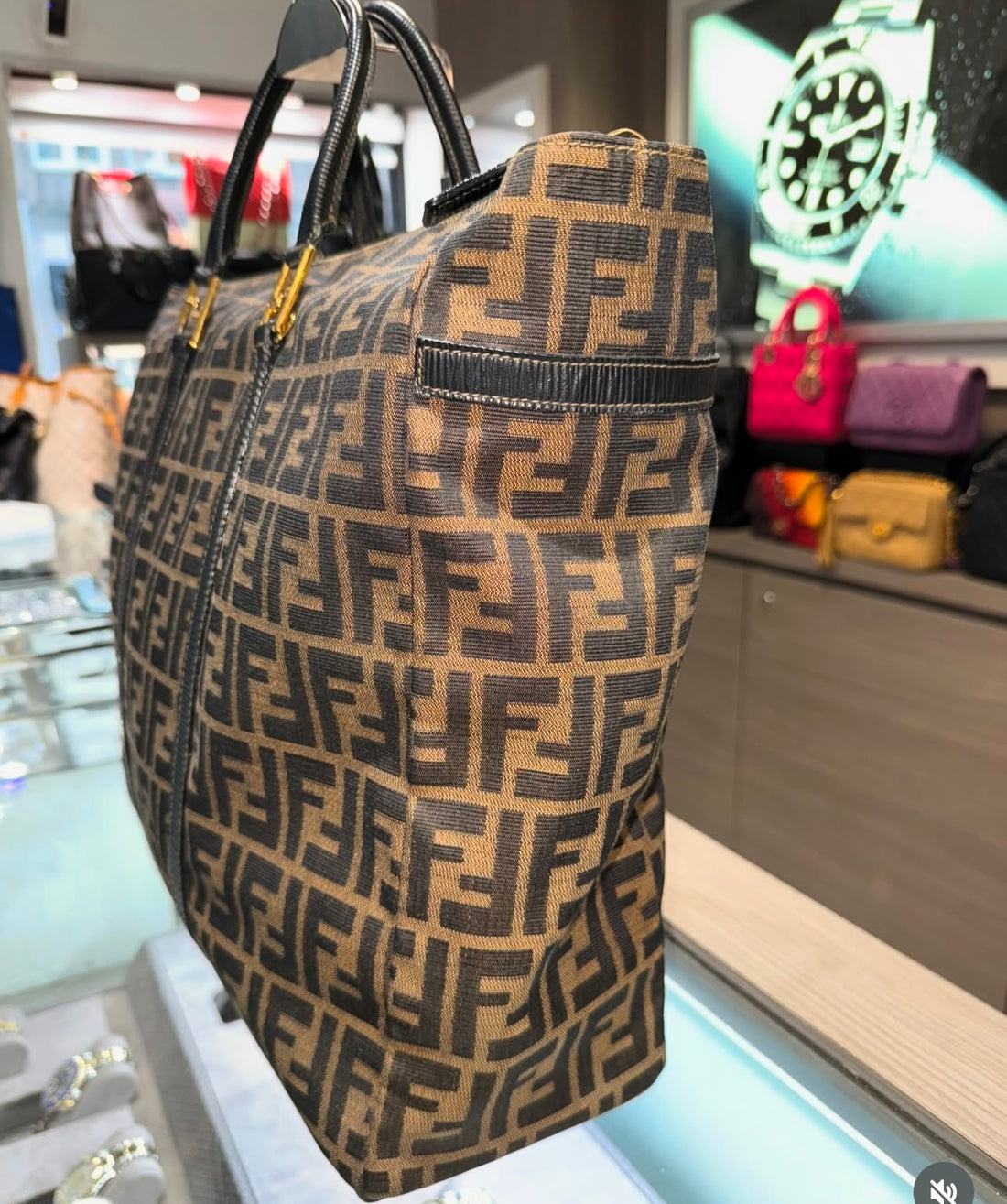 Pre-owned Fendi Vintage Large Tote Zucca Canvas Travel Size