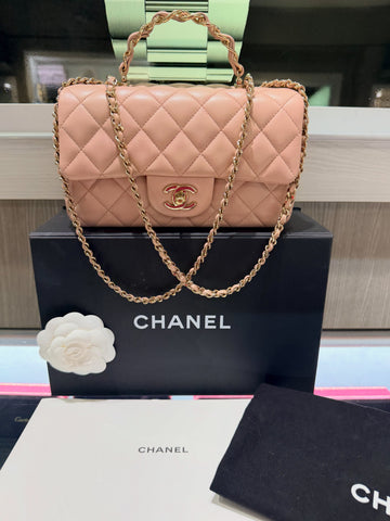Chanel Mini Top Handle Lambskin Dusty Rose Pink gold hardware 2026 collection