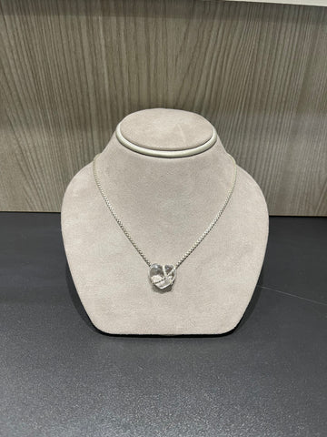 Pre-owned David Yurman Le Petit Coeur Sculpted Heart Chain 17" Necklace with Crystal and Diamonds
