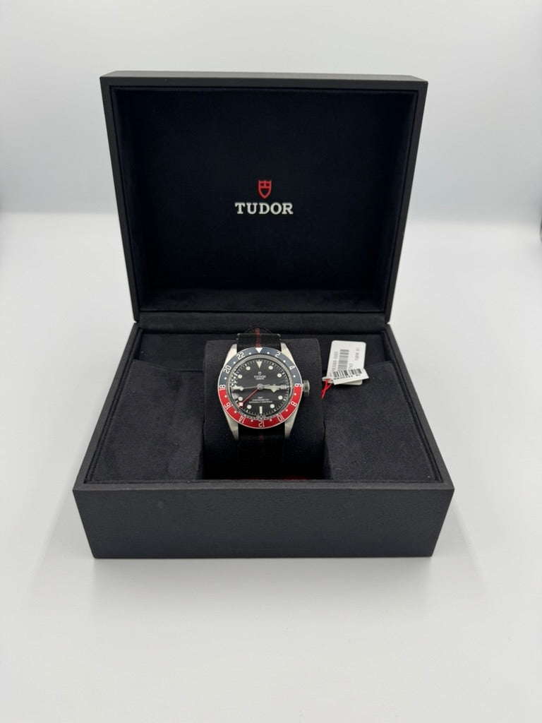 Unworn TUDOR Black Bay GMT 41mm Black Dial on Nato Strap 79830RB