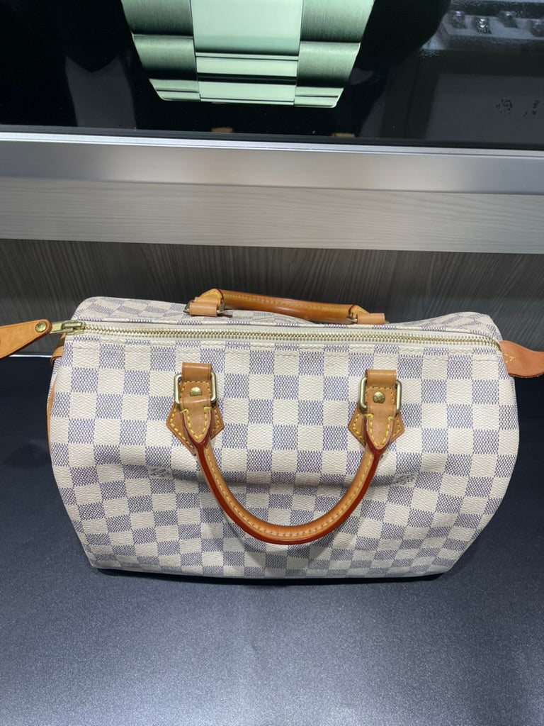 Pre-owned Louis Vuitton Speedy 30 Damier Azur (Microchip) 2022