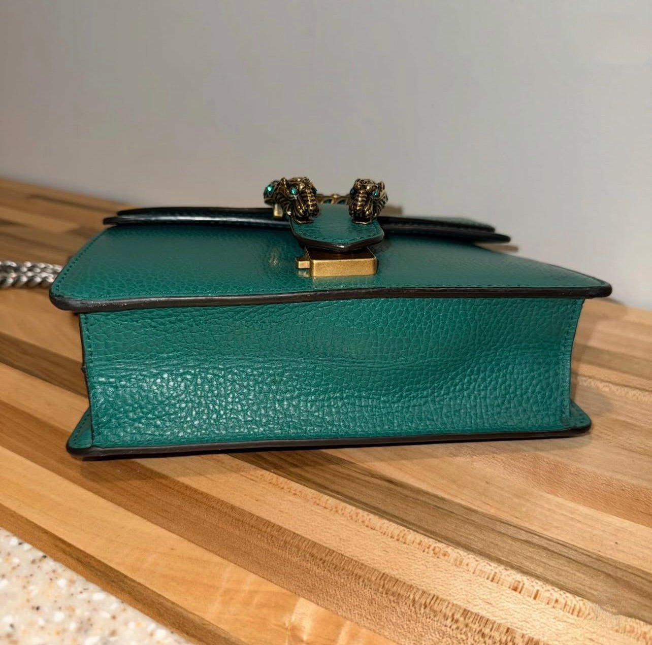 Pre-owned Gucci Mini Dionysus Shoulder Bag in Emerald Green Calfskin (Model 421970)