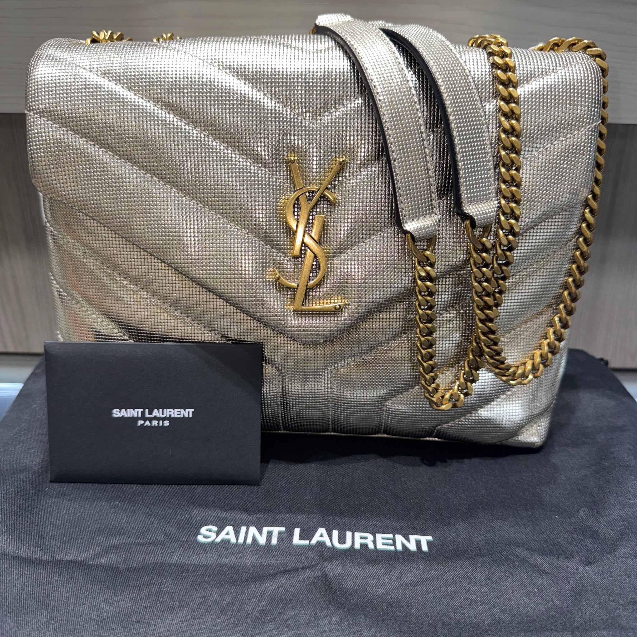 Pre-owned Saint Laurent Loulou Small Gold Metallic 2019 model limited edition