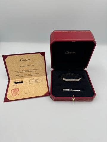 Pre-owned Cartier Love White Gold WG size 18 OBY218 11/21 cert