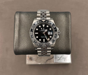 Unworn Rolex Men's GMT Master II "Bruce Wayne" 40mm ref.126710GRNR Black Dial Ceramic Bezel on Jubilee w/Box & Card