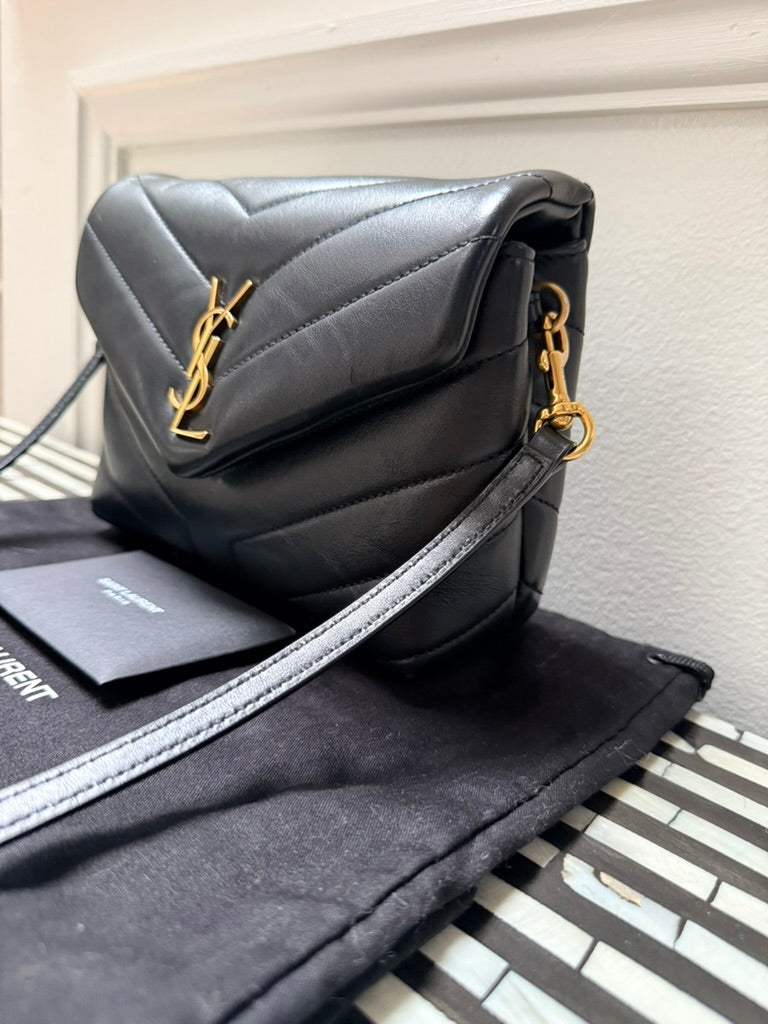 Pre-owned YSL Saint Laurent Toy Mini Loulou Black Lambskin GHW (2023)