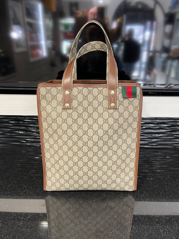 Pre-owned Gucci GG Supreme Web Tall Tote Bag