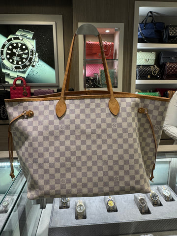 Pre-owned Louis Vuitton Neverfull GM Damier Azur SD4188 (2018) Rose Ballerine Interior