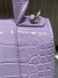 Pre-owned Balenciaga XS Hourglass Croc Light Lilac Purple Crossbody Bag