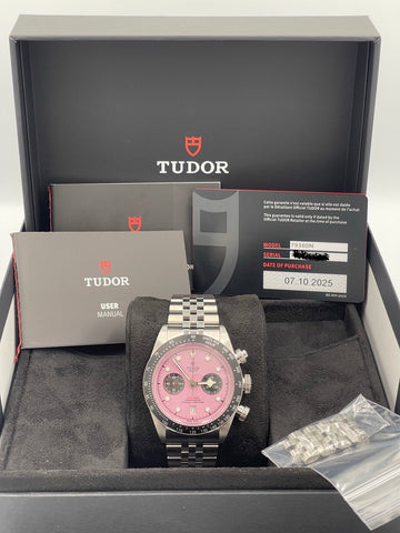 Unworn Tudor Black Bay Chrono M79360N-0019 “Pink Dial” 41mm Steel Jubilee (2025)