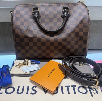 Pre-owned Like New Louis Vuitton Speedy Bandouliere Shoulder Bag 30 Damier Ebene (2025)