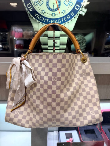 Pre-owned Louis Vuitton Artsy MM Damier Azur Shoulder Bag (Discontinued)