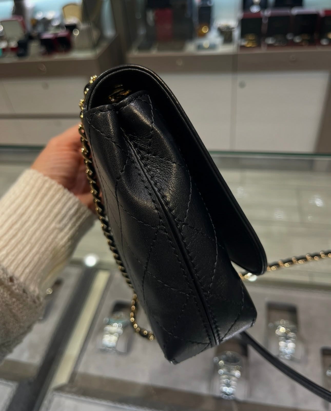 Pre-owned Chanel Calfskin Square Stitch Small Crossbody CC Flap Bag Bl