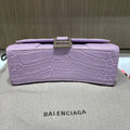 Pre-owned Balenciaga XS Hourglass Croc Light Lilac Purple Crossbody Bag