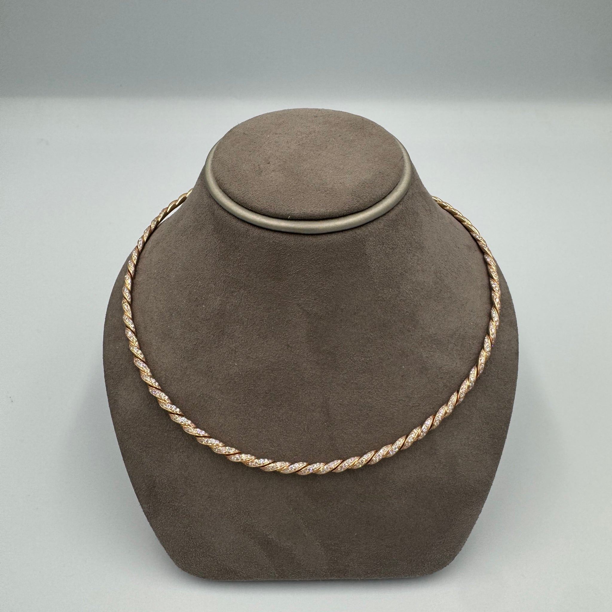 Unworn David Yurman Paveflex Necklace set in 18K Rose Gold with Diamonds, Retail $18,500