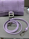 Pre-owned Balenciaga XS Hourglass Croc Light Lilac Purple Crossbody Bag