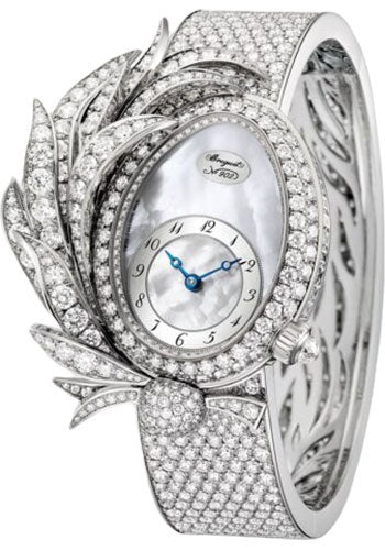 Breguet Plumes GJE15BB20.8924M01 - White Gold Case - Mother-Of-Pearl Dial - Diamond Paved White Gold Bracelet - GJE15BB20.8924/M01