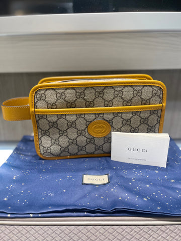 Pre-owned Gucci Interlocking G Travel Pouch Beige Yellow Model/Style: 625764