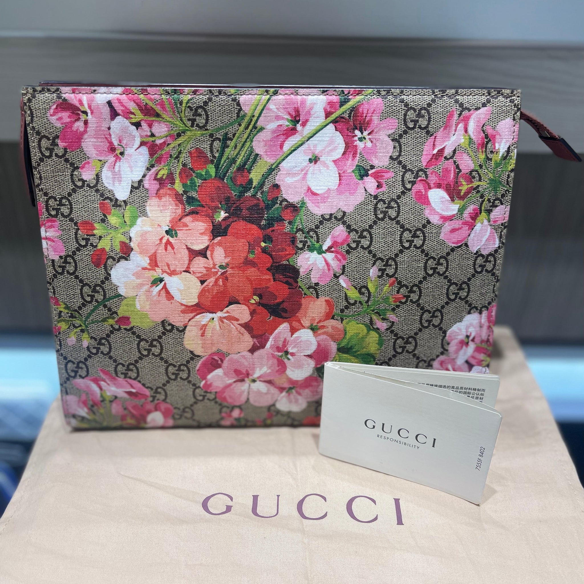 Pre-owned Gucci Floral Bloom Pouch Hibiscus Pink