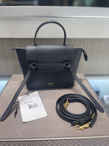 Pre-owned Celine Nano Belt bag in grained calfskin