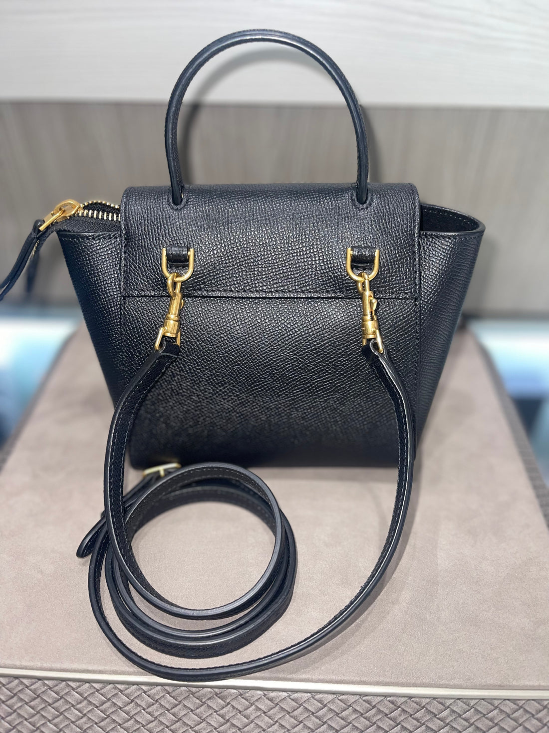 Pre-owned Celine Nano Belt bag in grained calfskin