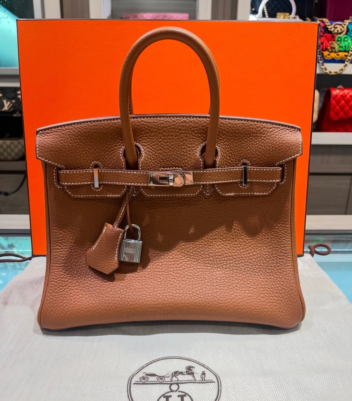 Pre-owned Like New Hermes Birkin 25 Gold Palladium Clemence U (2022) no inclusions