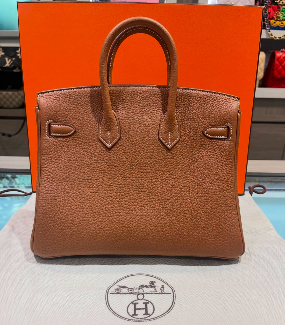 Pre-owned Like New Hermes Birkin 25 Gold Palladium Clemence U (2022) no inclusions